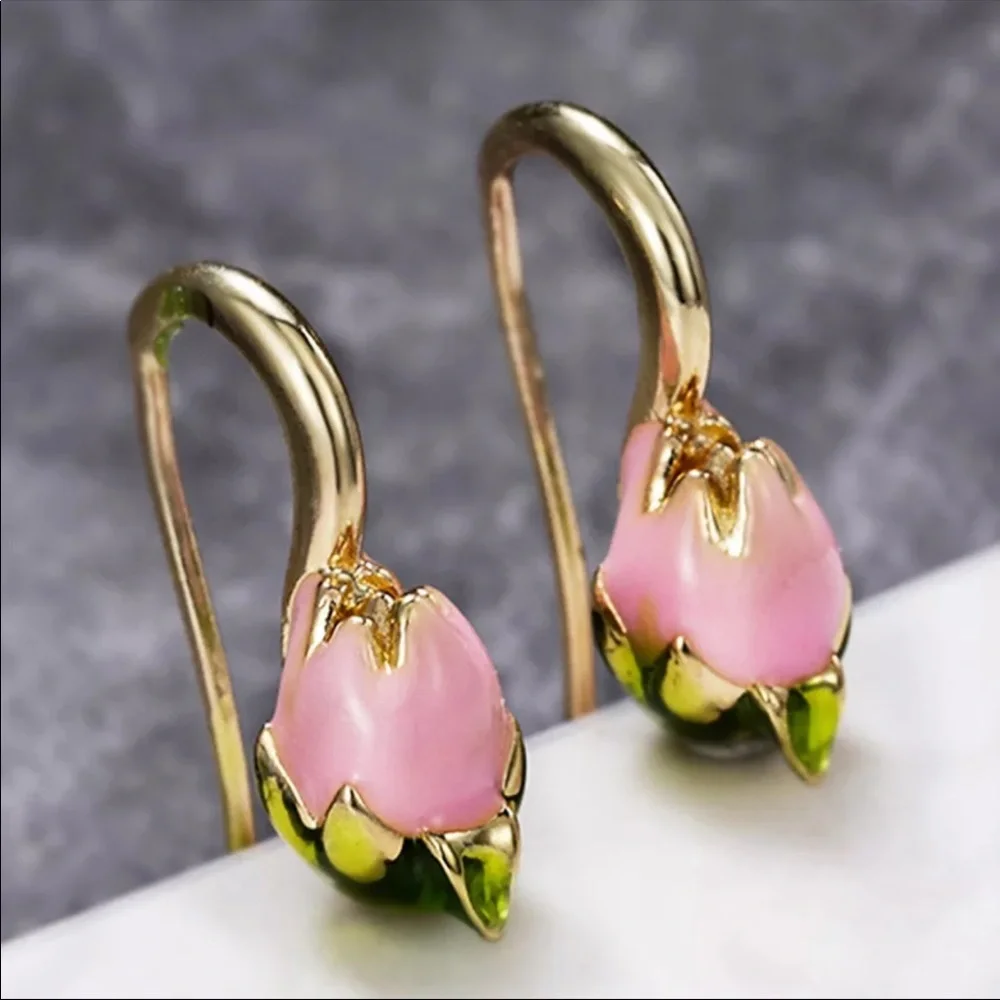 New Vintage Rose Flower Colorful Party Earrings - Picture 3 of 6